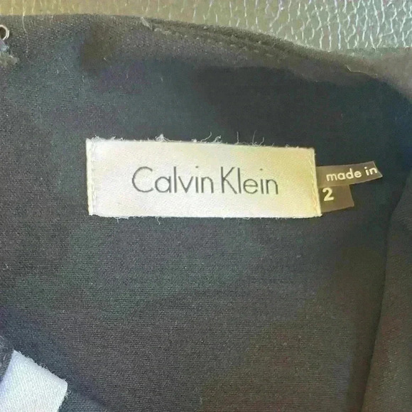 Calvin Klein Black w/ White Piping Sheath Dress Size 2 Business Classic Neutral - Picture 10 of 11